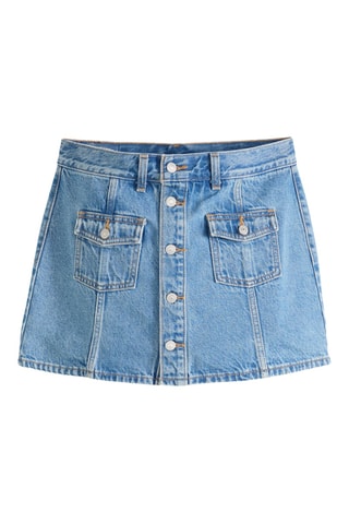 Jupe droite en jean Button Front Skort - Bleu
