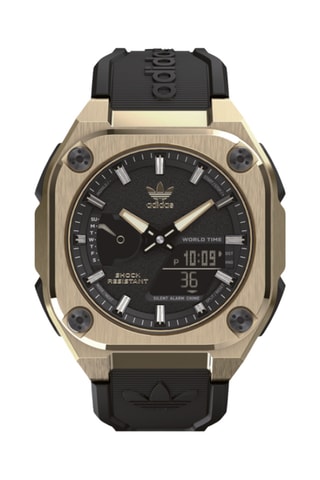 Hars Anadigitaal Horloge City Tech One Sst - Chronometer en GMT - Zwart en Goudkleurig