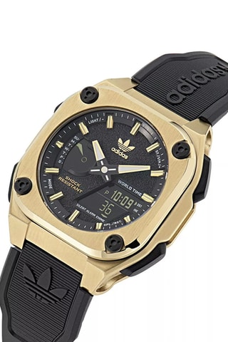 Hars Anadigitaal Horloge City Tech One Sst - Chronometer en GMT - Zwart en Goudkleurig