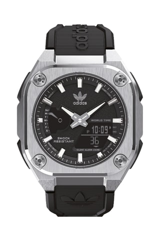 Hars Anadigitaal Horloge City Tech One Sst - Chronometer en GMT - Zwart en Zilverkleurig