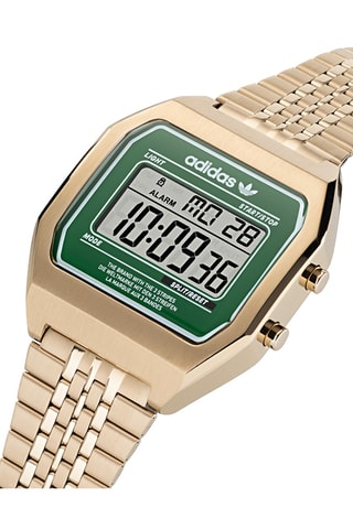 Stalen Digitaal Horloge Digital Two - Chronometer - Goudkleurig en Groen