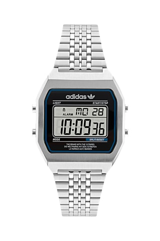 Stalen Digitaal Horloge Digital Two - Chronometer - Zilverkleurig en Zwart