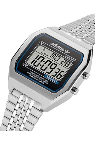 Stalen Digitaal Horloge Digital Two - Chronometer - Zilverkleurig en Zwart