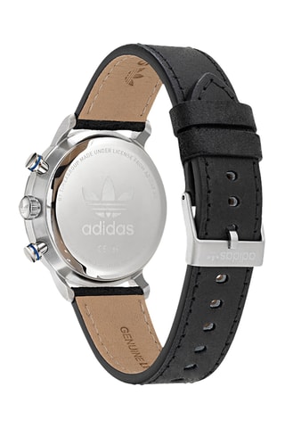 Leren Quartz Horloge Code One Chrono - Chronograaf - Zwart en Zilverkleurig