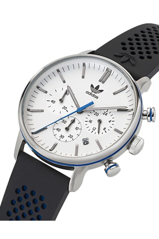 Silicone Quartz Horloge Code One Chrono - Chronograaf - Zwart en Zilverkleurig