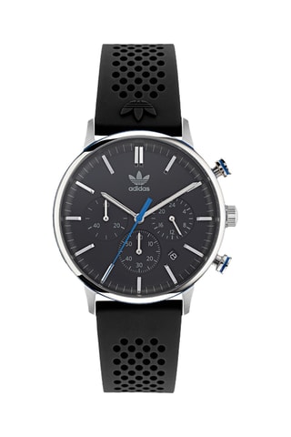 Silicone Quartz Horloge Code One Chrono - Chronograaf - Zwart en Zilverkleurig