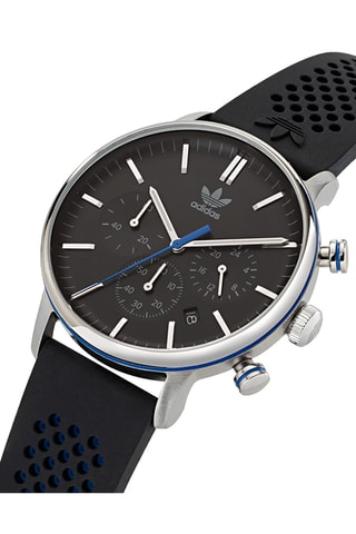 Silicone Quartz Horloge Code One Chrono - Chronograaf - Zwart en Zilverkleurig