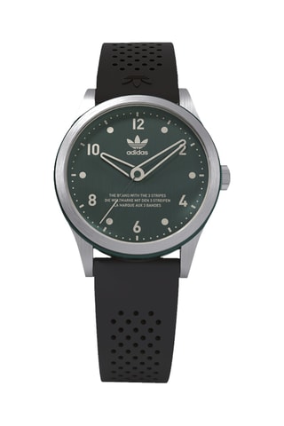 Silicone Quartz Horloge Code Three - Zwart en Zilverkleurig