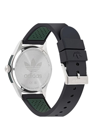 Silicone Quartz Horloge Code Three - Zwart en Zilverkleurig