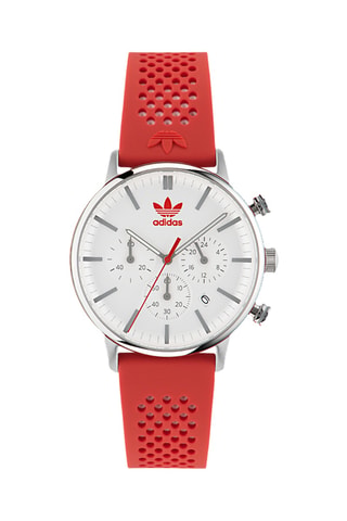Silicone Quartz Horloge Code One Chrono - Chronograaf - Rood en Zilverkleurig