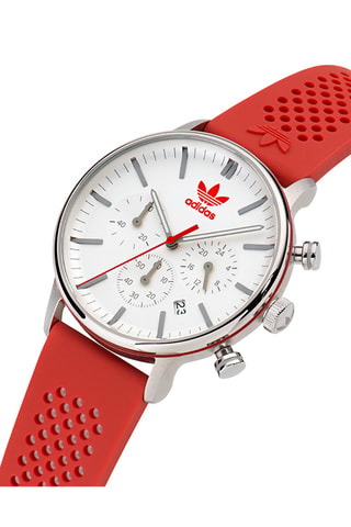 Silicone Quartz Horloge Code One Chrono - Chronograaf - Rood en Zilverkleurig