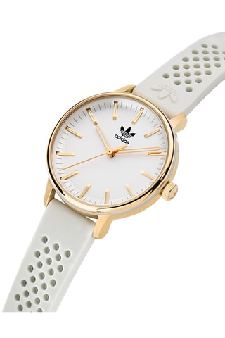 Silicone Quartz Horloge Code One Xsmall - Wit en Goudkleurig