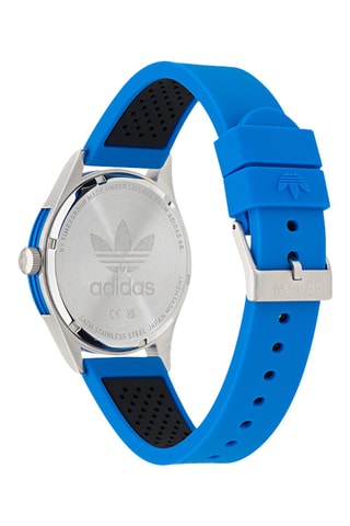 Silicone Quartz Horloge Code Three - Blauw en Zilverkleurig