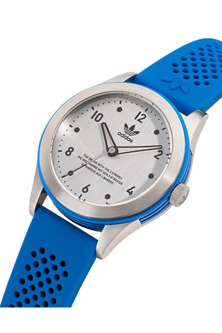 Silicone Quartz Horloge Code Three - Blauw en Zilverkleurig