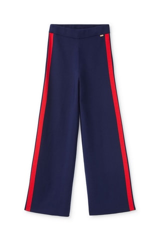 Pantalon wide legs - Bleu marine et rouge