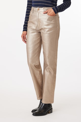 Pantalon straight taille haute - Doré