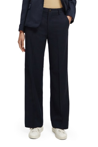 Pantalon wide legs taille haute - Bleu nuit