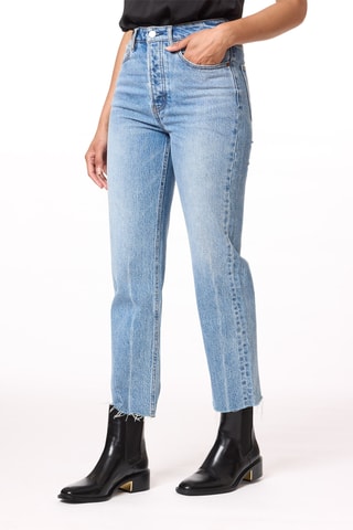 Jean straight taille haute - Ciel