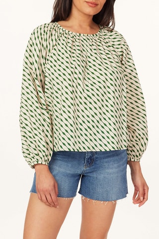 Blouse - Beige et vert