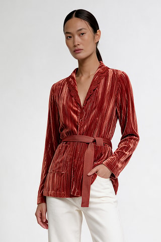 Veste en velours - Rouge brique