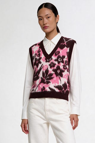 Pull sans manches en laine et mohair - Rose