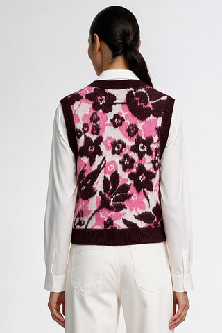Pull sans manches en laine et mohair - Rose