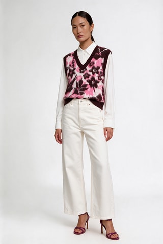 Pull sans manches en laine et mohair - Rose