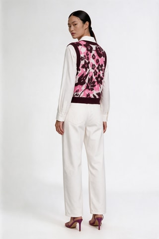 Pull sans manches en laine et mohair - Rose