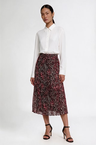 Jupe plissée taille haute - Bordeaux