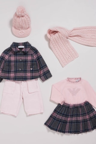 Bonnet à pompon et écharpe en laine - Rose
