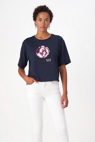 T-shirt cropped - Bleu marine
