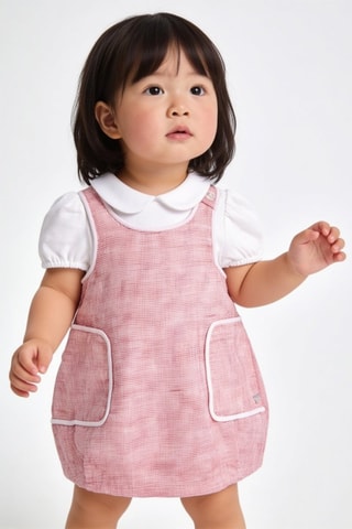 Robe trompe-l'oeil en lin - Rose