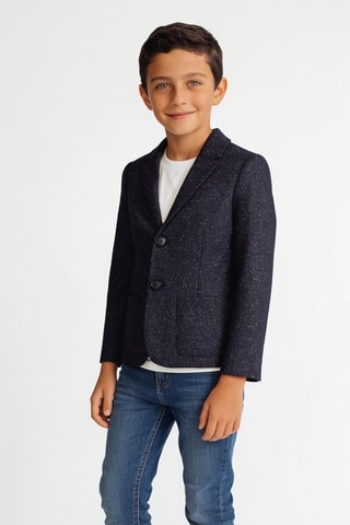 Veste de costume en laine et soie - Noir chiné