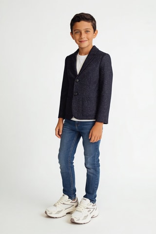 Veste de costume en laine et soie - Noir chiné