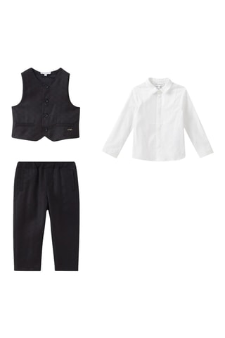Ensemble 3 pièces en laine - Bleu nuit et blanc - Emporio Armani
