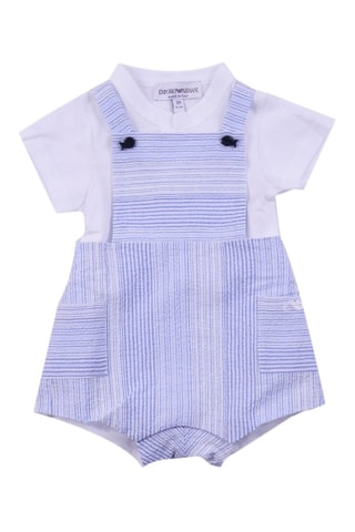 T-shirt et salopette - Bleu clair et blanc - Emporio Armani