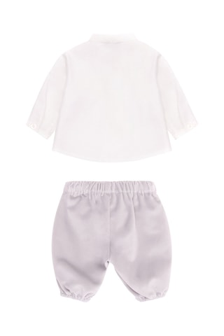Chemise et jogging en velours - Gris clair et blanc