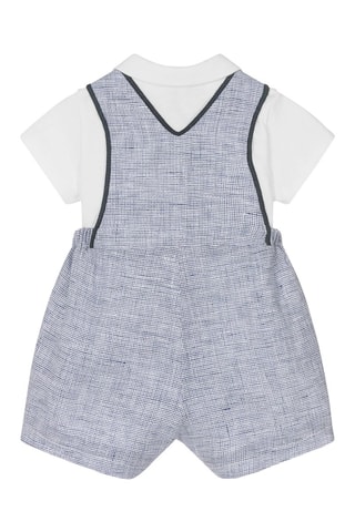 Chemise et salopette en lin - Bleu marine et blanc