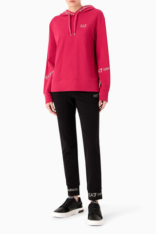 Sweater met Capuchon en Joggingbroek Hoge Taille - Rood en Zwart