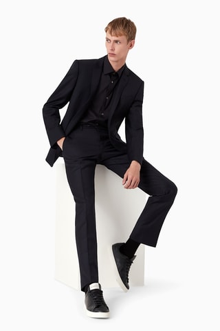 Veste en laine vierge - Bleu marine