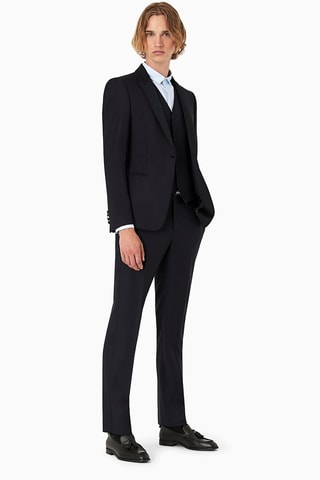 Veste en laine vierge - Bleu marine