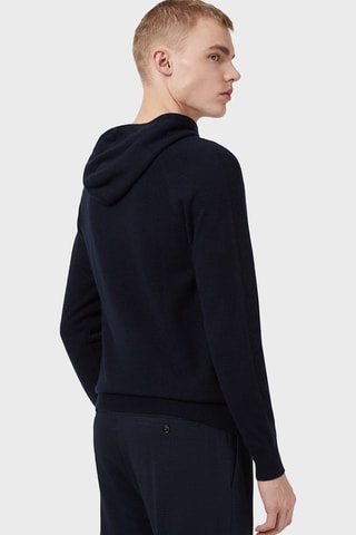 Jersey de cachemir con capucha - Azul marino
