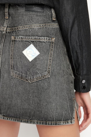Minijupe en jean taille haute - Gris foncé
