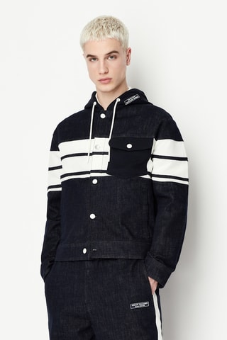 Veste en jean à capuche - Bleu marine