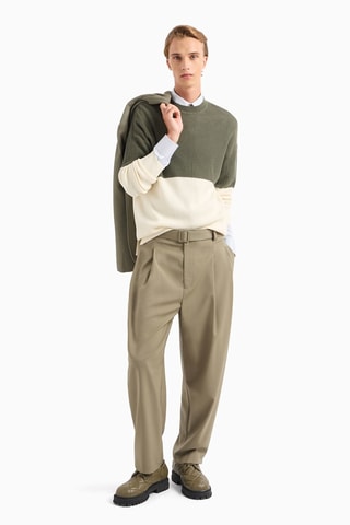 Pull en laine vierge - Kaki et écru