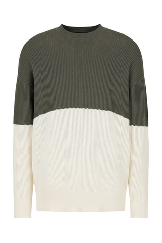 Pull en laine vierge - Kaki et écru