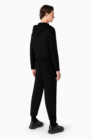 Sweat à capuche et jogging en laine vierge - Noir