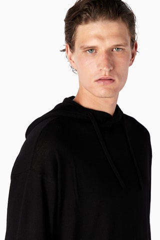 Sweat à capuche et jogging en laine vierge - Noir