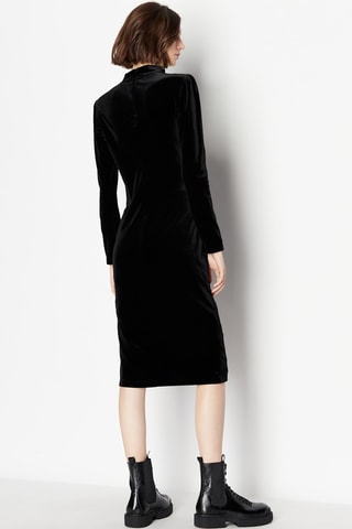 Robe midi en velours - Noir