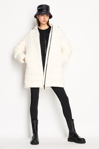 Anorak largo con capucha - Blanco